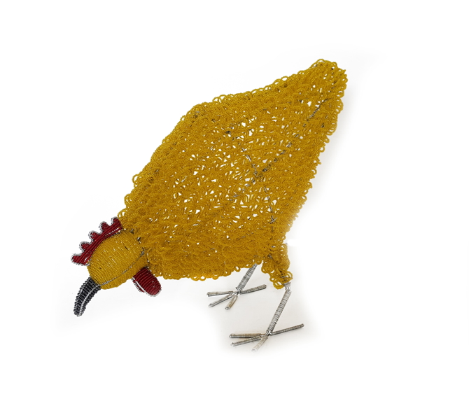 bead & wire chicken - yellow - 1